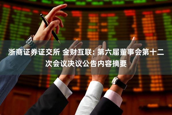 浙商证券证交所 金财互联: 第六届董事会第十二次会议决议公告内容摘要