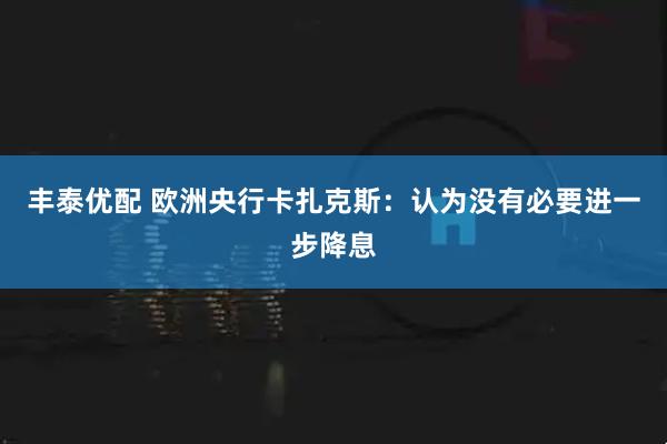 丰泰优配 欧洲央行卡扎克斯：认为没有必要进一步降息